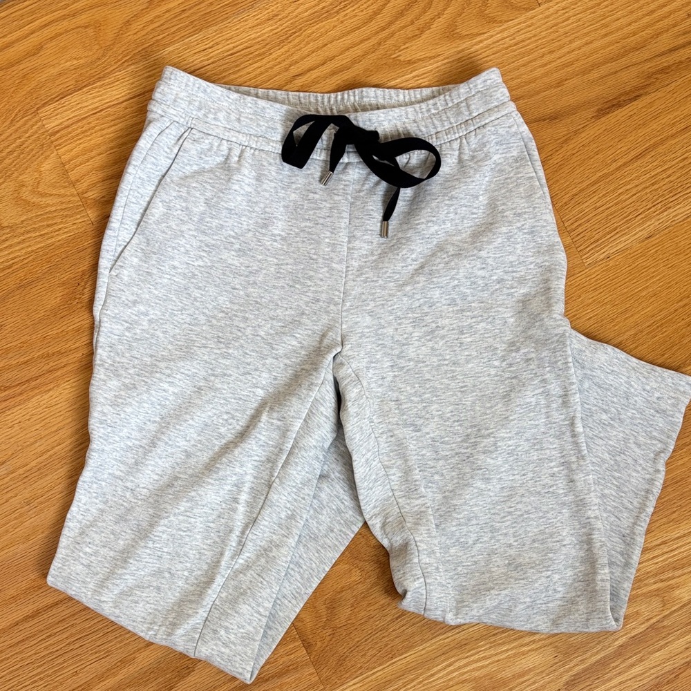 Ann Taylor Light Gray Joggers with Black Ribbon Tie